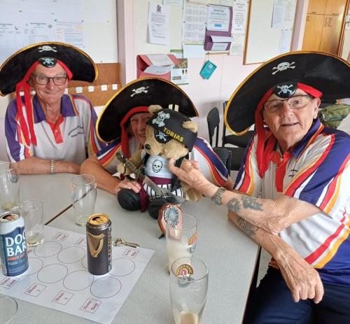 Our mascot, guarded by some of our pirates